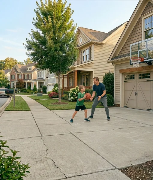 A man standing on a ladder and cleaning the leaves out of the gutters of a house.